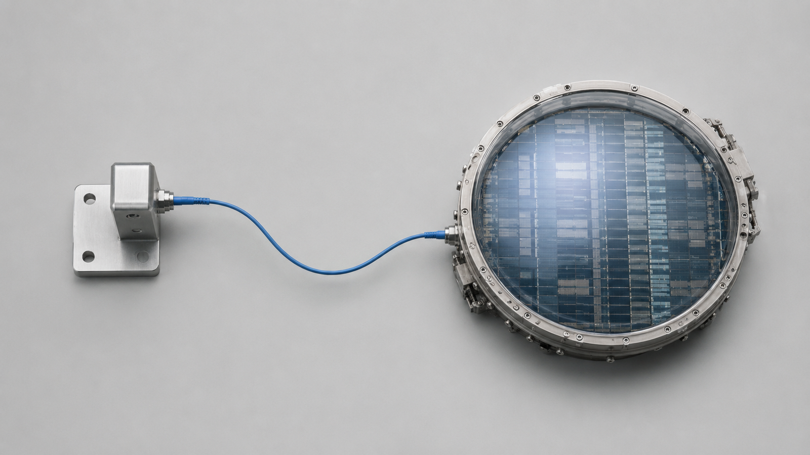 Machined metal bracket and a semiconductor wafer